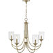Waddingham 5 Light 27 inch Vintage Brass Chandelier Ceiling Light